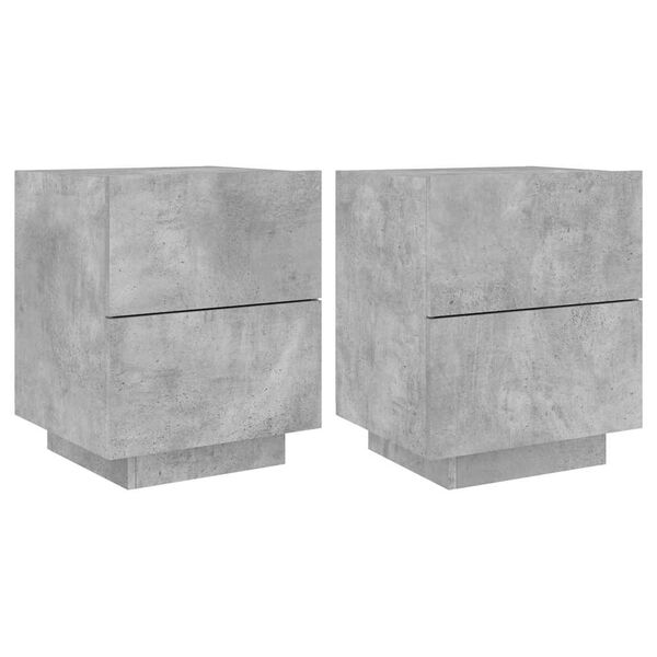 vidaXL Bedside Cabinets with LED Lights 2 pcs Concrete Grey Engineered Wood