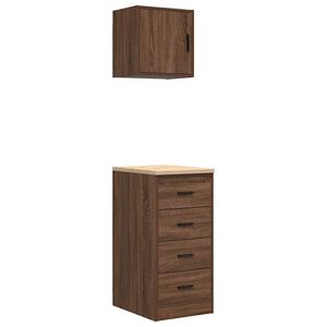 vidaXL Garage Cabinets 2 pcs Brown Oak Engineered Wood
