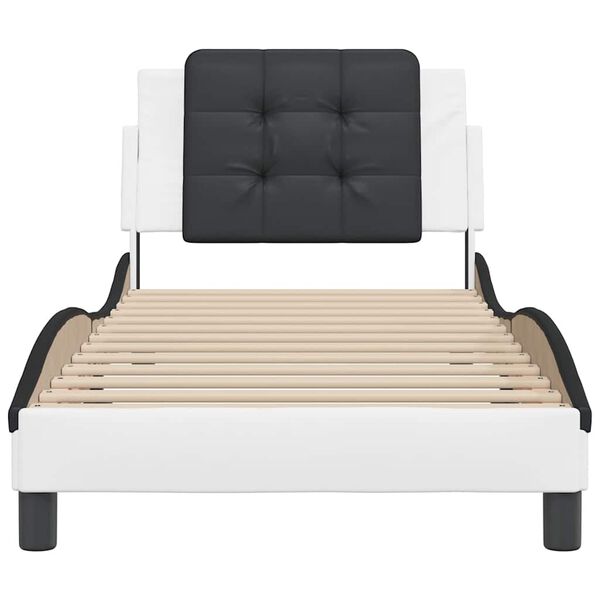 vidaXL Bed Frame without Mattress "Zadar" White and Black 100x200 cm Faux Leather