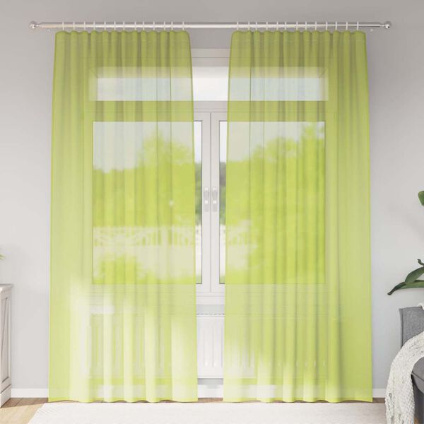 vidaXL Voile Curtains with Rod Pockets 2 pcs Apple Green