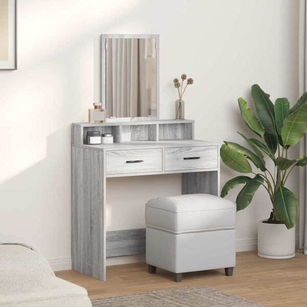 vidaXL Dressing Table Grey Sonoma 79 x 41 x 140 cm Engineered Wood