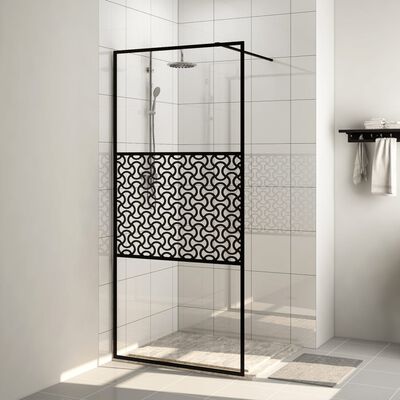 vidaXL Walk-in Shower Wall with Clear ESG Glass 115x195 cm Black