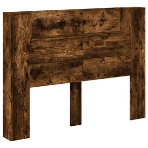 vidaXL Headboard Cabinet with LED Smoked Oak Engineered Wood