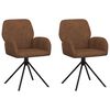vidaXL Swivel Dining Chairs 2 pcs Faux Suede Leather Brown