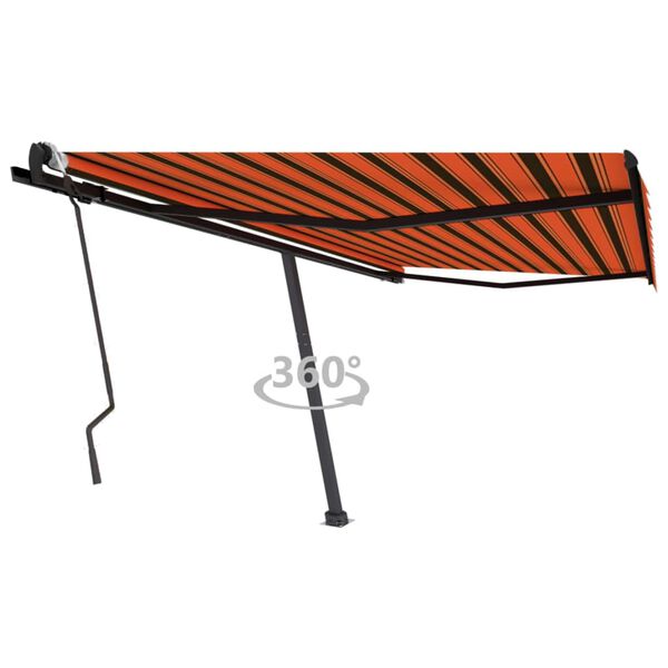 vidaXL Freestanding Manual Retractable Awning 400x300 cm Orange/Brown