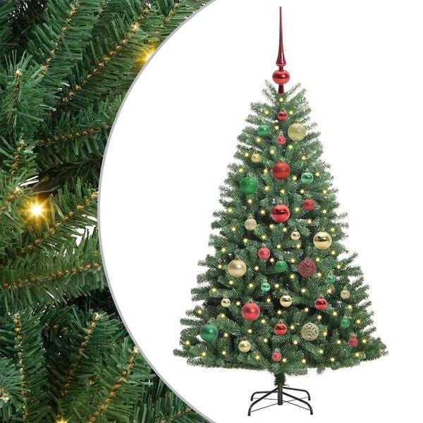 vidaXL Artificial Hinged Christmas Tree Green 120 cm PVC and Metal