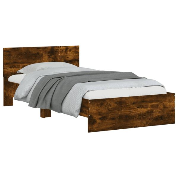 vidaXL Bed Frame without Mattress with Headboard Smoked Oak 100x200 cm