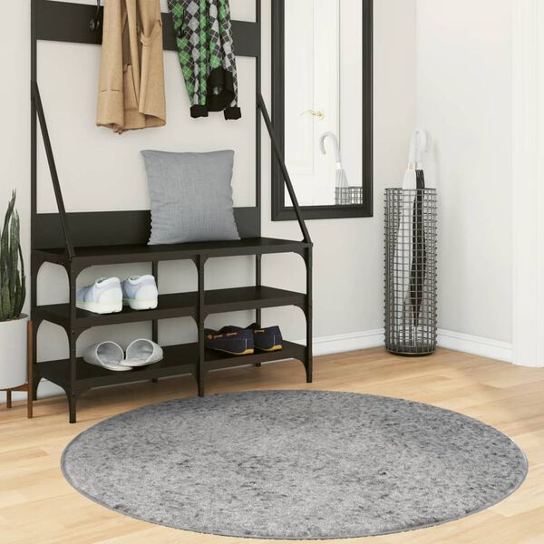 vidaXL Shaggy Rug PAMPLONA High Pile Modern Grey Ø 120 cm