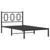 vidaXL Metal Bed Frame without Mattress with Headboard Black 100x200cm