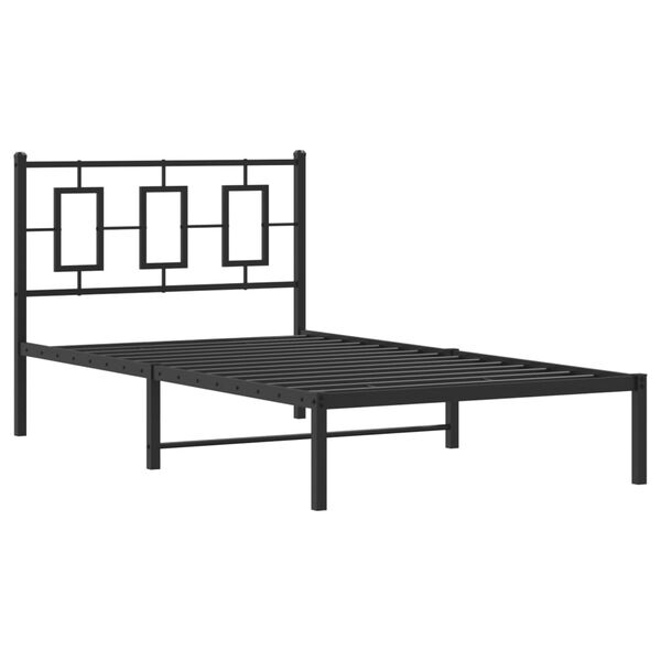 vidaXL Metal Bed Frame without Mattress with Headboard Black 100x200cm