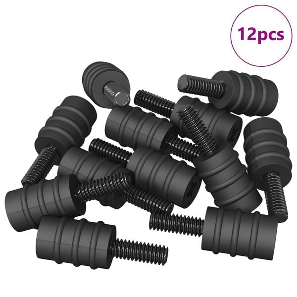 vidaXL Standoff Screw 12 pcs Black M4 Rubber and Steel