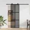 vidaXL Sliding Door with Hardware Set Black 76x205 cm Tempered Glass