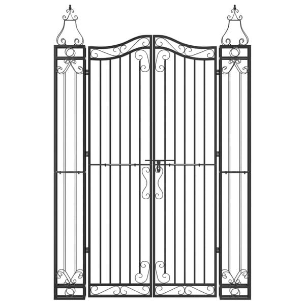 vidaXL Garden Gate Black 121x8x180 cm Wrought Iron