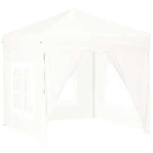 vidaXL Folding Party Tent with Sidewalls White 2x2 m