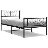 vidaXL Metal Bed Frame with Headboard and Footboard Black 75x190 cm Small Single