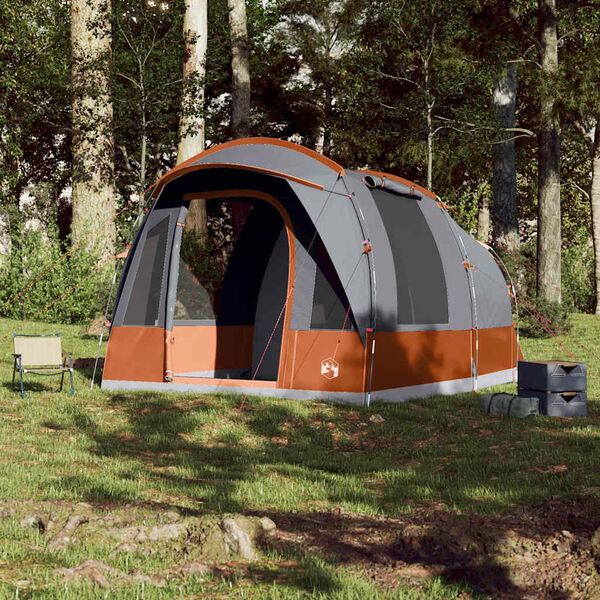 vidaXL Camping Tent Tunnel 3-Person Grey and Orange Waterproof