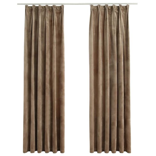 vidaXL Blackout Curtains 2 pcs with Hooks Velvet Beige 140x225 cm