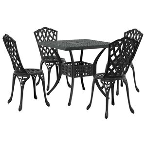 vidaXL Garden Table Set 5 pcs Black Cast Aluminium