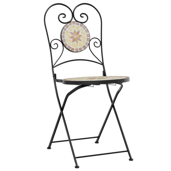 vidaXL Bistro Chairs Foldable 2 pcs Terracotta and White Ceramic
