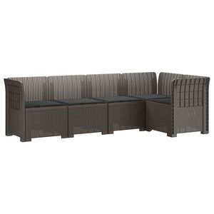 vidaXL 5-Seater Garden Sofa with Cushions Rattan Look PP Light Grey