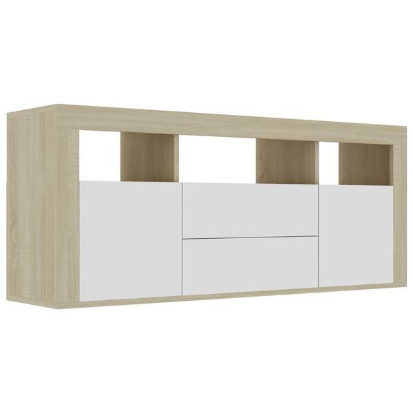 vidaXL TV Cabinet White and Sonoma Oak 120x30x50 cm Engineered Wood