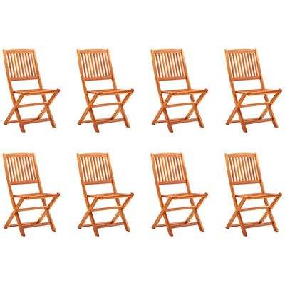 vidaXL Folding Garden Chairs 8 pcs Solid Eucalyptus Wood