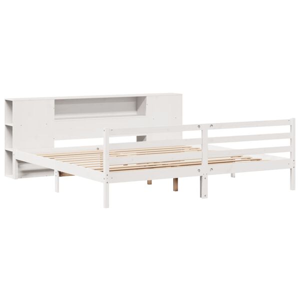 vidaXL Bookcase Bed without Mattress White 200x200 cm Solid Wood Pine