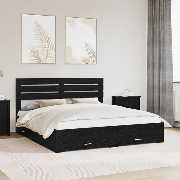 vidaXL Bed Frame with Drawer with Headboard Manual Engineered Wood