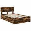 vidaXL Bed Frame with Drawer Smoked Oak 135 x 190 cm Engineered Wood