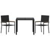 vidaXL Garden Dining Set 3 pcs Black Poly Rattan