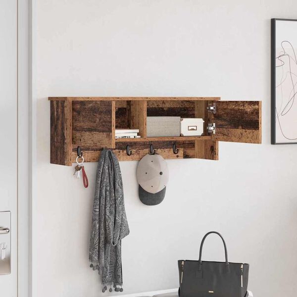 vidaXL Wall-Mounted Coat Rack Old Wood 80 x 20 x 30 cm Engineered wood