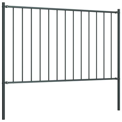 vidaXL Fence Panel with Posts Powder-coated Steel 1.7x0.75 m Anthracite