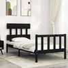 vidaXL Bed Frame without Mattress Black Small Single Solid Wood Pine