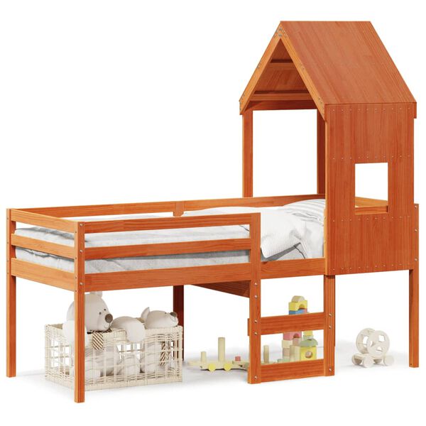 vidaXL High Sleeper Bed without Mattress Wax Brown 80x200 cm Solid Wood Pine