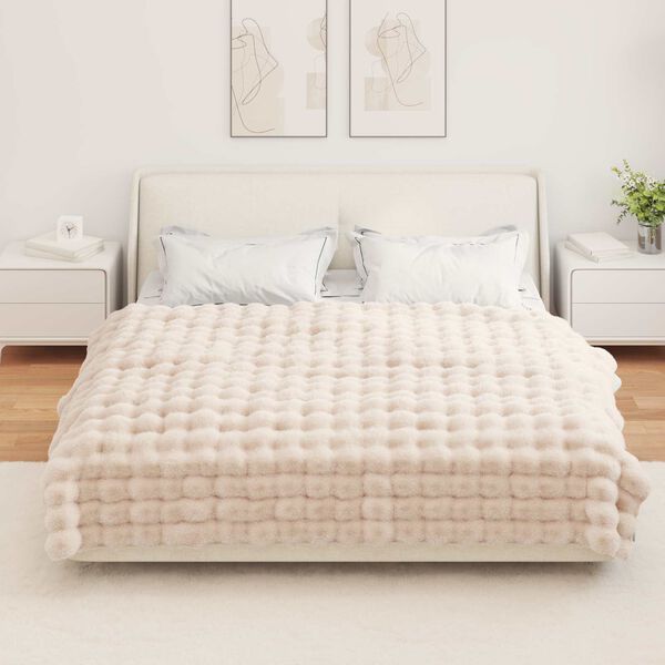 vidaXL Faux Rabbit Fur Blanket Olite Beige 150 x 220 cm Polyester