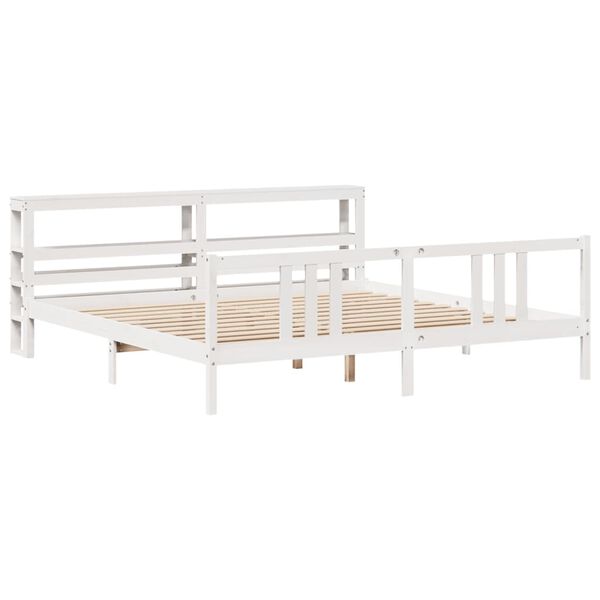 vidaXL Bed Frame with Headboard without Mattress White 200x200 cm