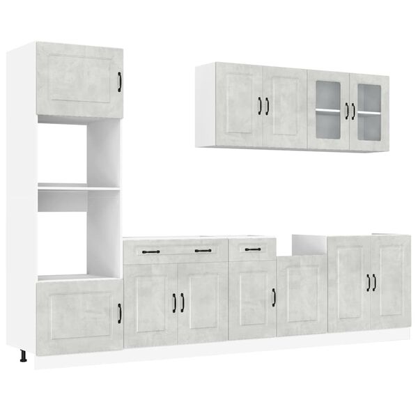 vidaXL 7 Piece Kitchen Cabinet Set Kalmar Concrete Grey Engineered Wood