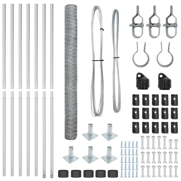 vidaXL Fence Post Silver 10 x 1.6 m (50 mm mesh) Steel