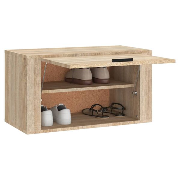 vidaXL Wall-mounted Shoe Cabinet Sonoma Oak 70x35x38 cm Engineered Wood