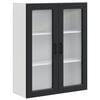 vidaXL Wall Glass Cabinet PORTO Black 80 x 31 x 100 cm Engineered Wood