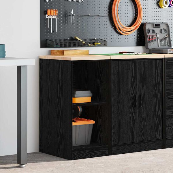vidaXL Garage Storage Cabinet Black 40x51x85 cm Solid Wood Pine