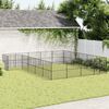 vidaXL Dog Playpen 20 Panels Black Galvanised Steel