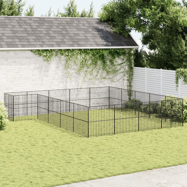vidaXL Dog Playpen 20 Panels Black Galvanised Steel