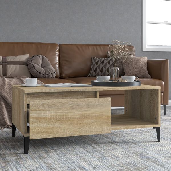 vidaXL Coffee Table Sonoma Oak 90x50x36.5 cm Engineered Wood