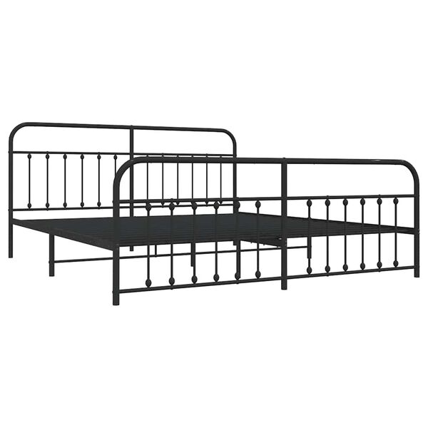 vidaXL Metal Bed Frame without Mattress with Footboard Black 193x203cm