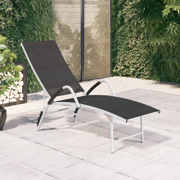 vidaXL Sun Lounger Textilene and Aluminium Black