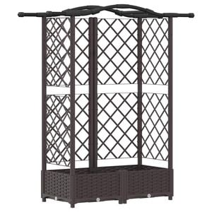 vidaXL Raised Bed with Trellis and Roof Brown 124 x 40 x 126 cm PP