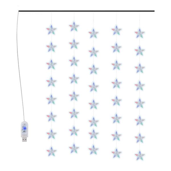 vidaXL LED Star Curtain Fairy Lights 200 LED Colourful 8 Function