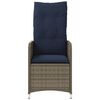 vidaXL Reclining Garden Chair with Cushions Grey Poly Rattan