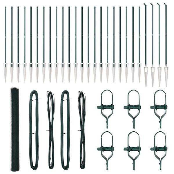 vidaXL Fence Post Green 50 x 1.5 m (13 mm mesh) Steel and PVC